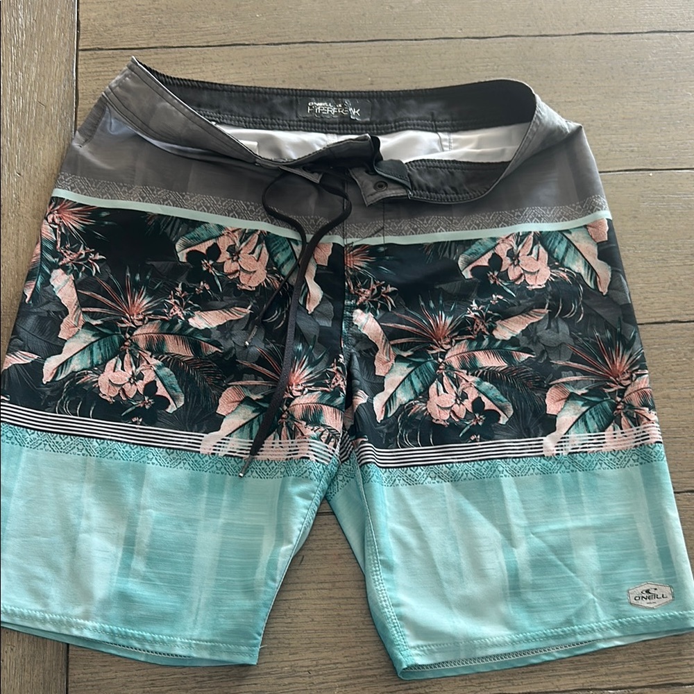 O'Neill Gray and Green Board Shorts with Stylish Design